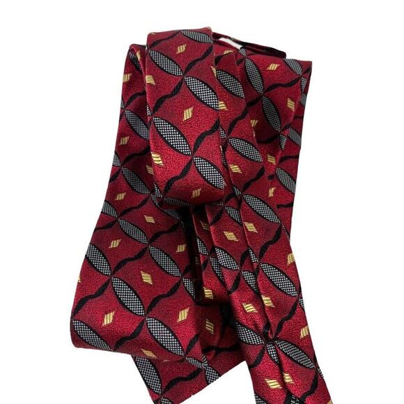 Jos A Bank Signature Collection Mens Red Neck Tie Necktie Silk Italy 4" Wide - Picture 2 of 16